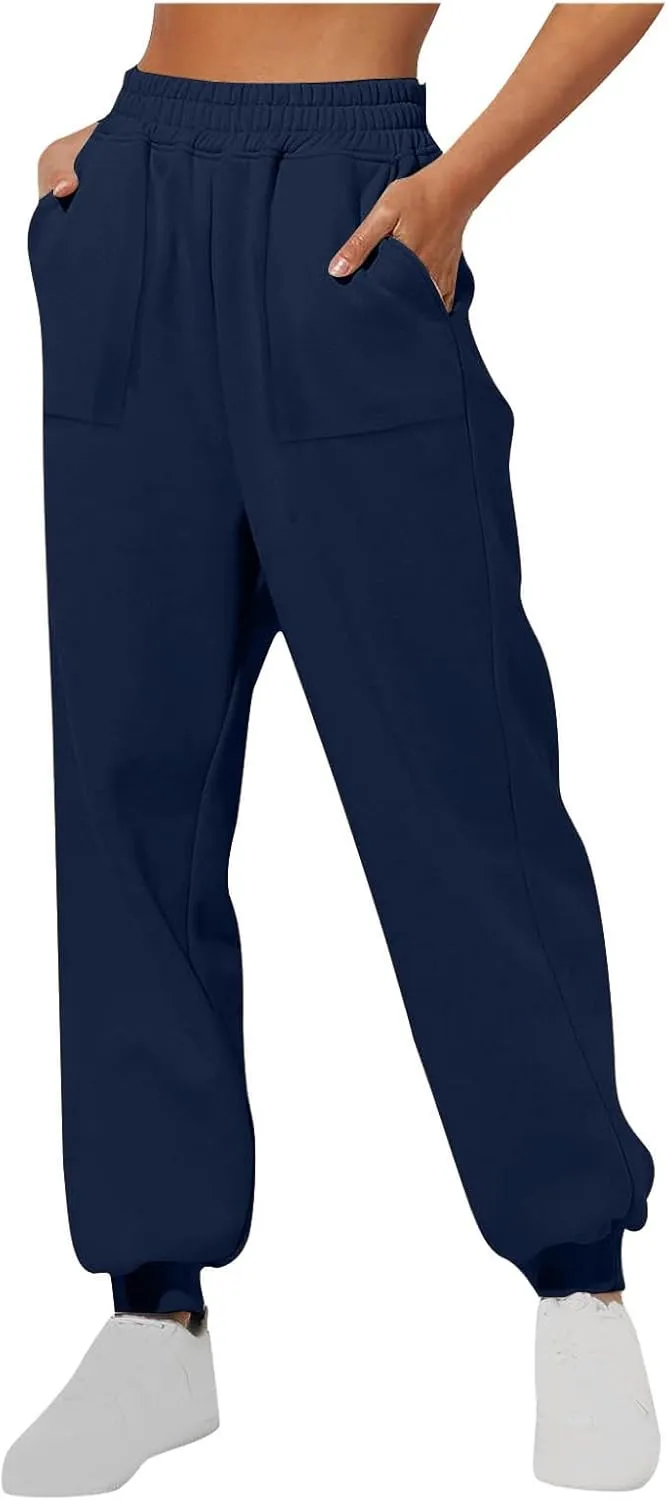 Fleece Lined Cinch Bottom Sweatpants for Women Baggy Sport Elastic Waist Workout with Pockets Joggers Loose Fit 2025