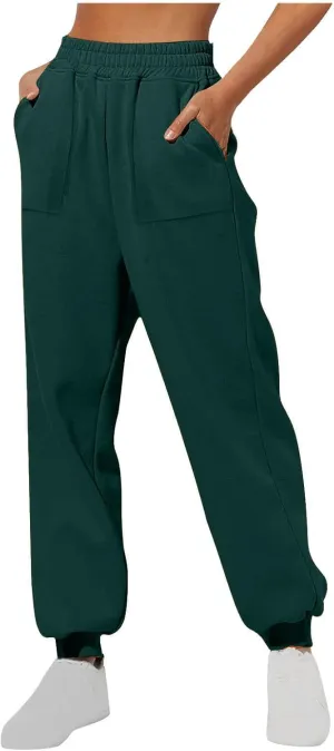 Fleece Lined Cinch Bottom Sweatpants for Women Baggy Sport Elastic Waist Workout with Pockets Joggers Loose Fit 2025