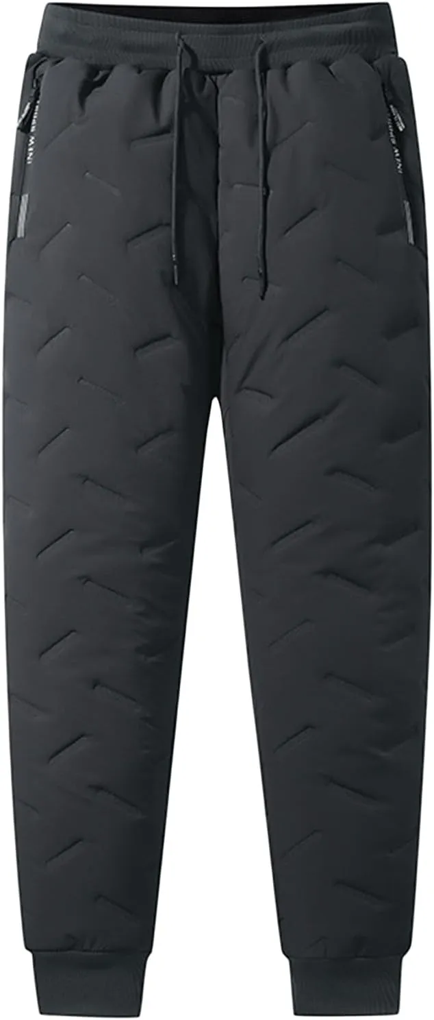 Fleece Lined Pants Men Winter Warm Sweatpants Tall Heavyweight Thermal Track Pant Lounge Active Joggers with Pockets
