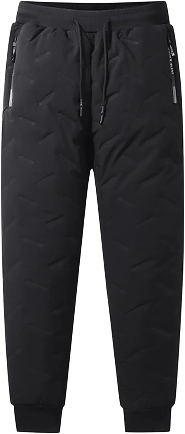 Fleece Lined Pants Men Winter Warm Sweatpants Tall Heavyweight Thermal Track Pant Lounge Active Joggers with Pockets