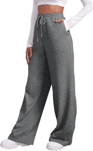 Fleece Lined Sweatpants Women Wide Leg Sweatpants Baggy Straight Leg Lounge Pants Fall Outfits Athletic Joggers Pants