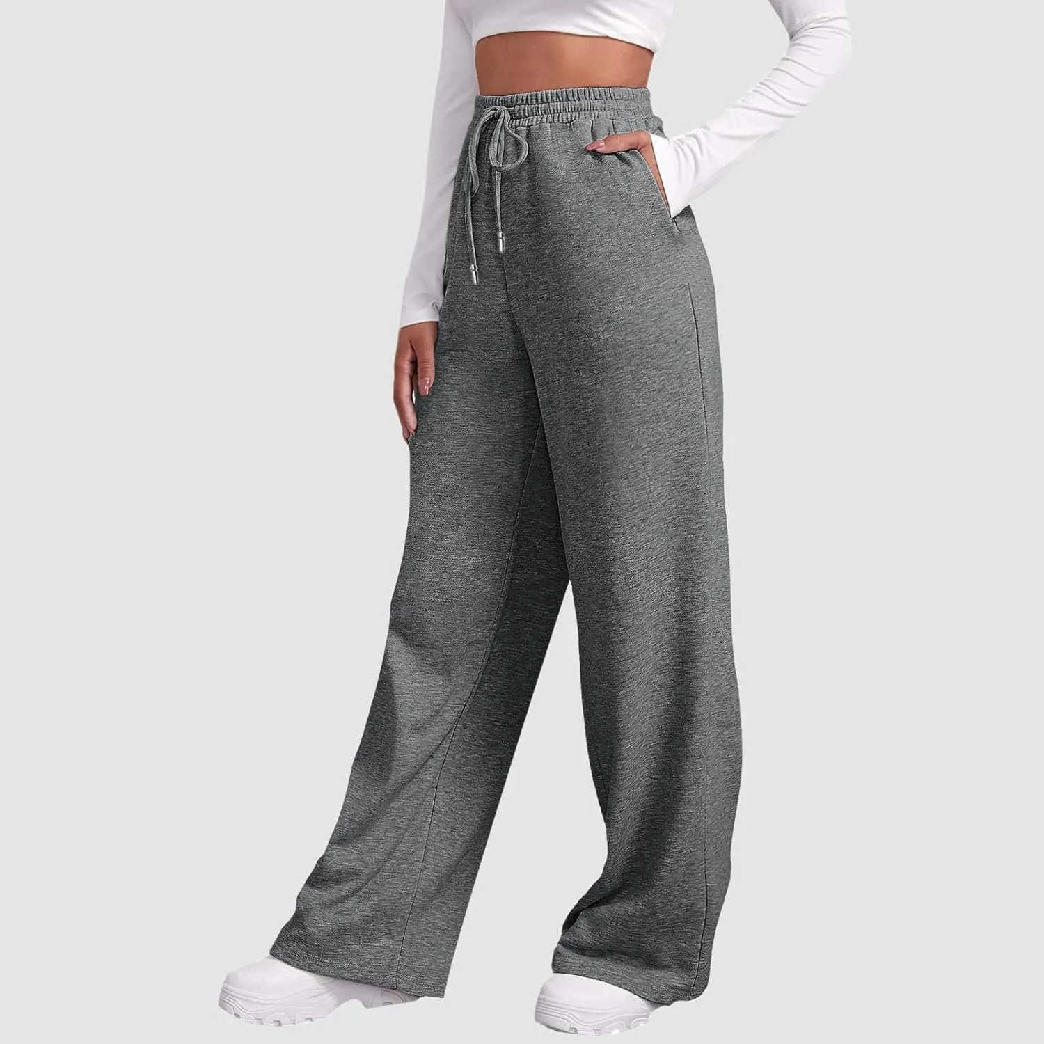 Fleece Lined Sweatpants Women Wide Leg Sweatpants Baggy Straight Leg Lounge Pants Fall Outfits Athletic Joggers Pants