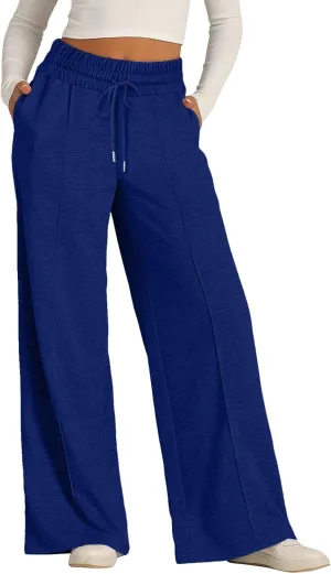 Fleece Lined Wide Legged Sweatpants for Women Baggy Tall Casual Open Leg Joggers Cozy Active Relaxed Fit Skimpy Soft