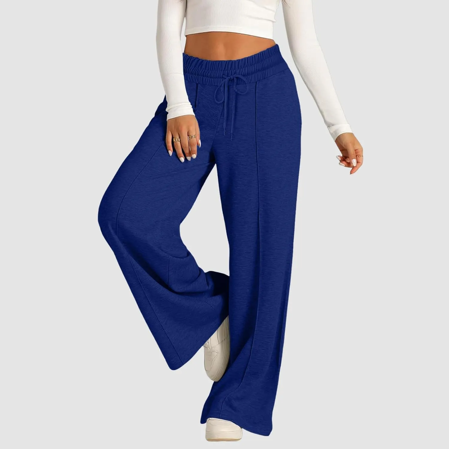 Fleece Lined Wide Legged Sweatpants for Women Baggy Tall Casual Open Leg Joggers Cozy Active Relaxed Fit Skimpy Soft