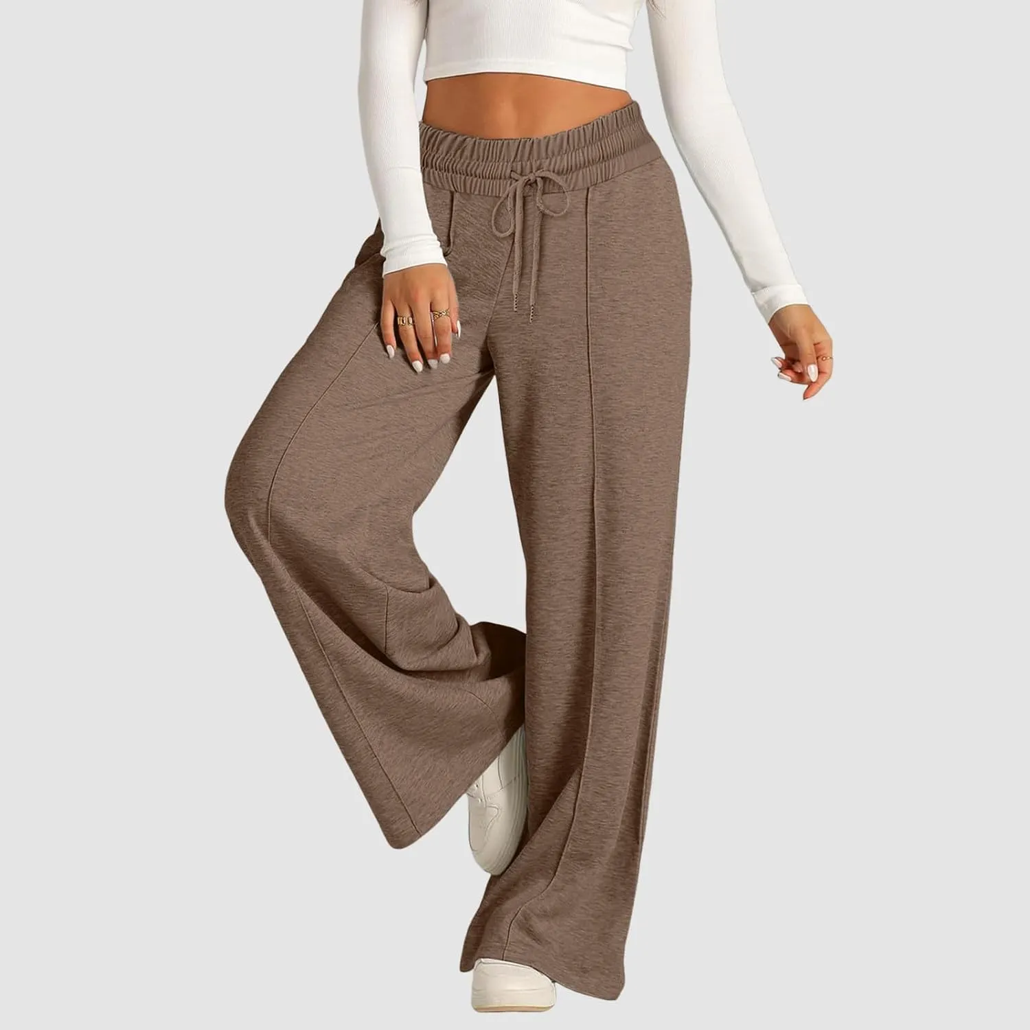Fleece Lined Wide Legged Sweatpants for Women Baggy Tall Casual Open Leg Joggers Cozy Active Relaxed Fit Skimpy Soft