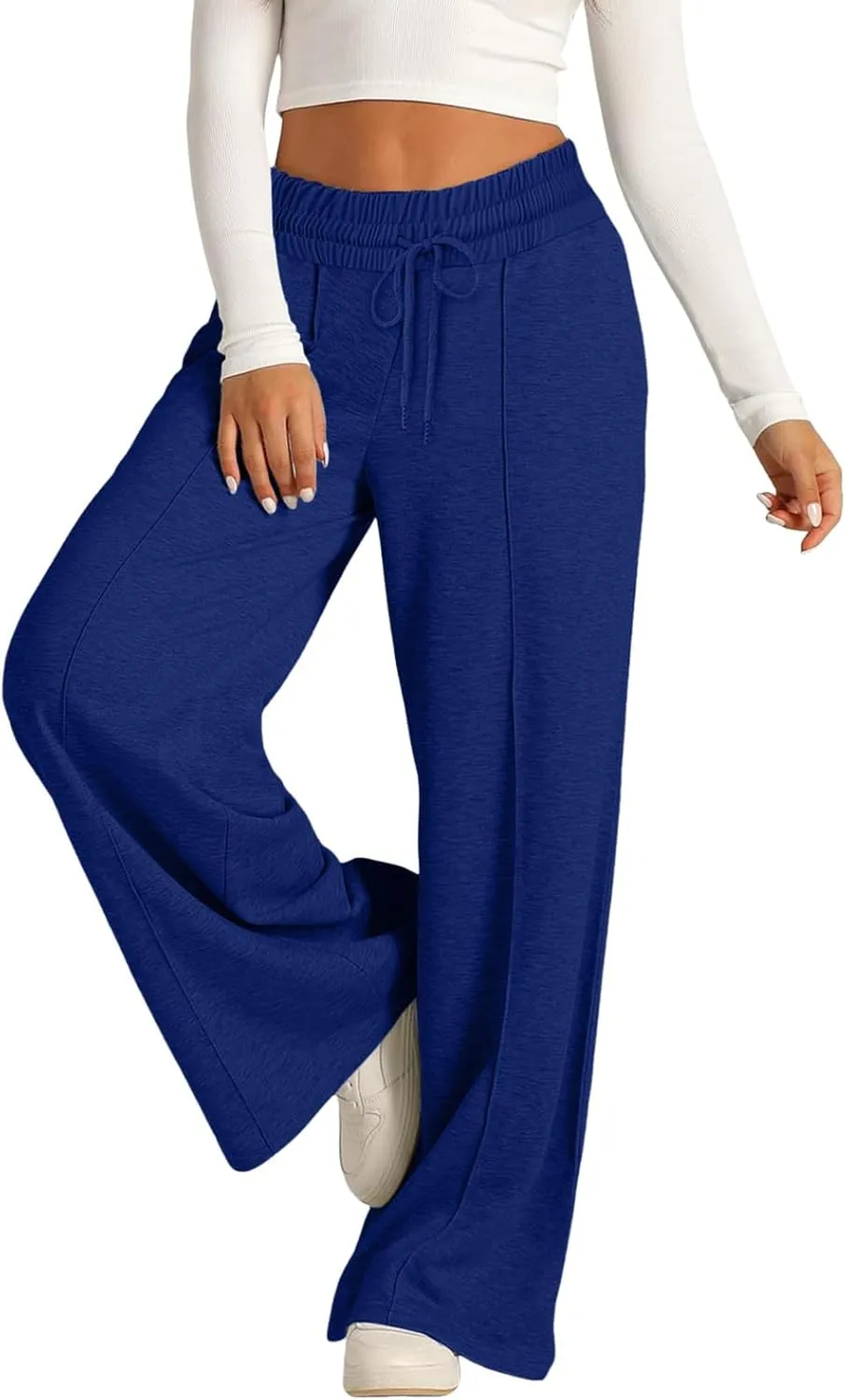 Fleece Lined Wide Legged Sweatpants for Women Baggy Tall Casual Open Leg Joggers Cozy Active Relaxed Fit Skimpy Soft