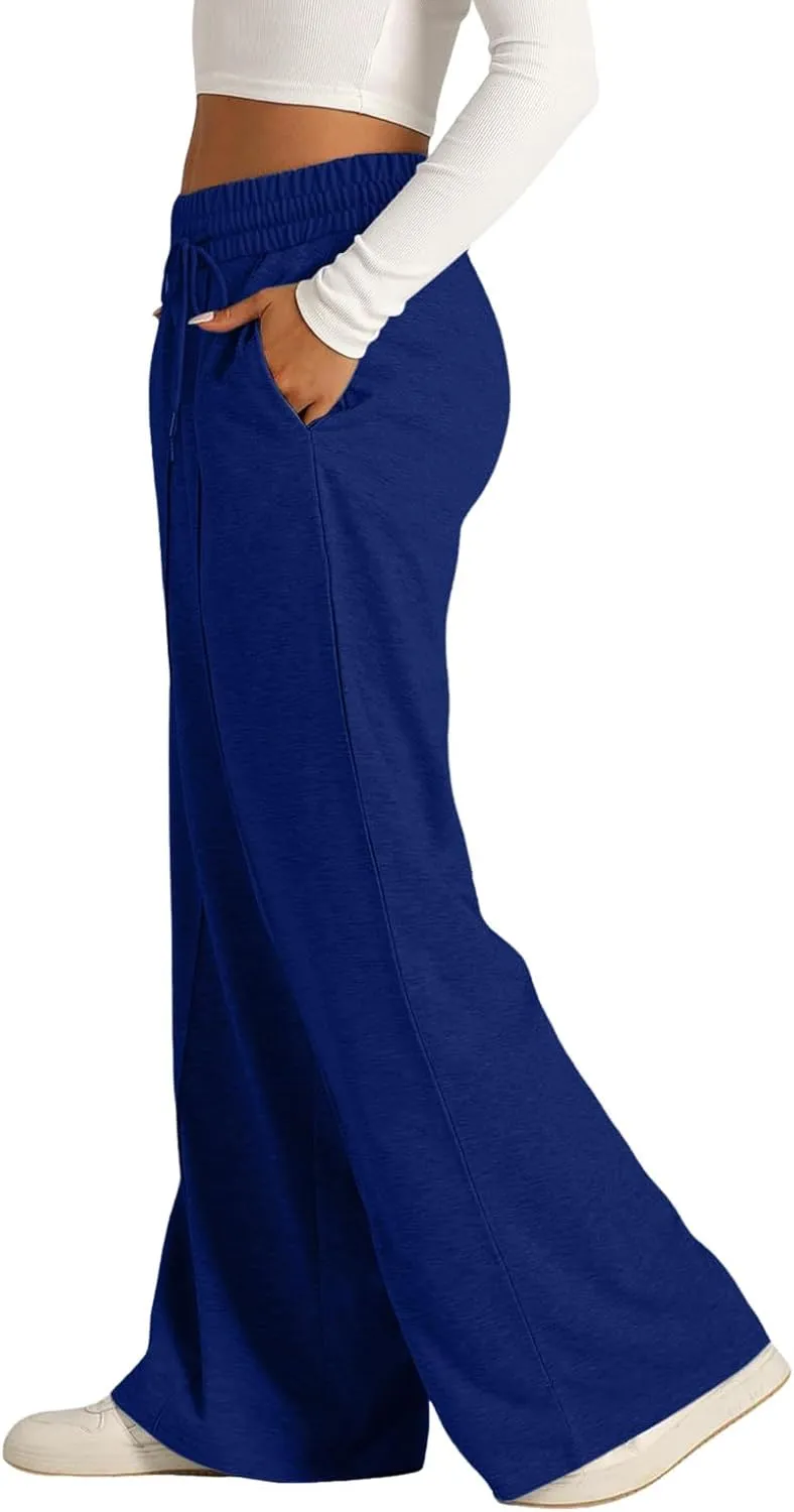 Fleece Lined Wide Legged Sweatpants for Women Baggy Tall Casual Open Leg Joggers Cozy Active Relaxed Fit Skimpy Soft
