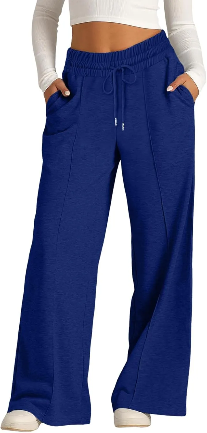 Fleece Lined Wide Legged Sweatpants for Women Baggy Tall Casual Open Leg Joggers Cozy Active Relaxed Fit Skimpy Soft