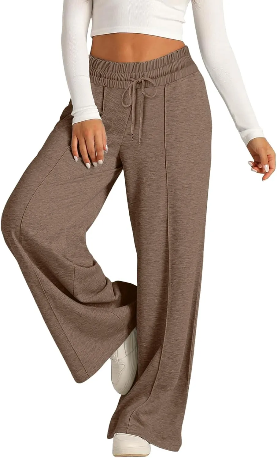 Fleece Lined Wide Legged Sweatpants for Women Baggy Tall Casual Open Leg Joggers Cozy Active Relaxed Fit Skimpy Soft