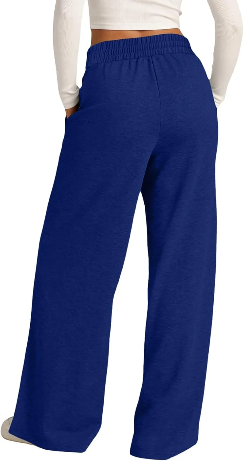 Fleece Lined Wide Legged Sweatpants for Women Baggy Tall Casual Open Leg Joggers Cozy Active Relaxed Fit Skimpy Soft