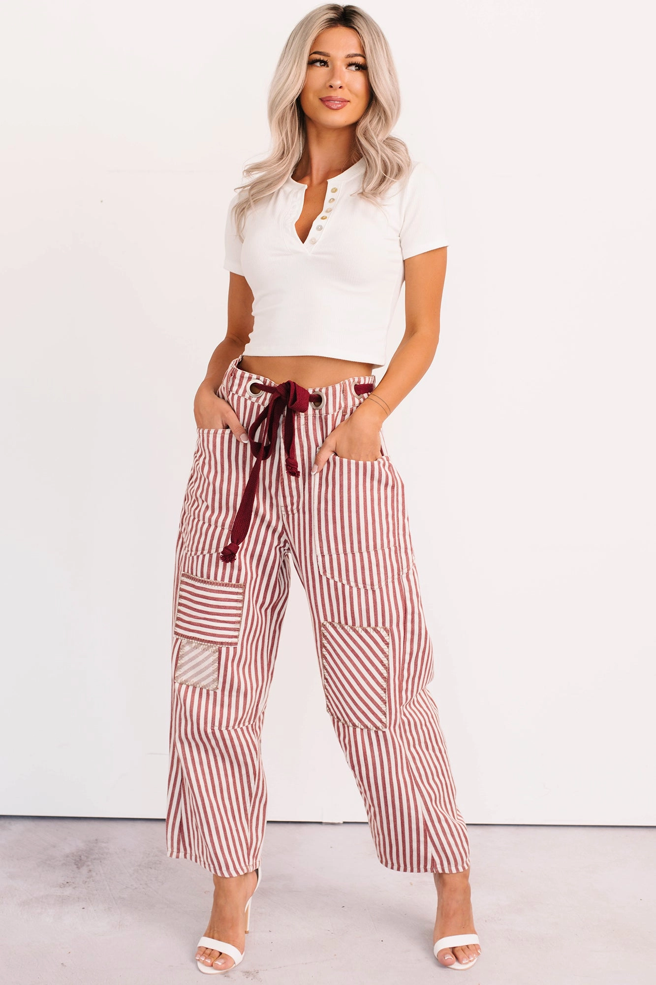 Core Fit Design Sporty Layer High Spirits Limited Edition Striped Barrel Jeans (Raspberry)