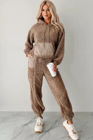 WrinkleFree Finish Cuddling Up Two Piece Fleece Lounge Set (Mocha)
