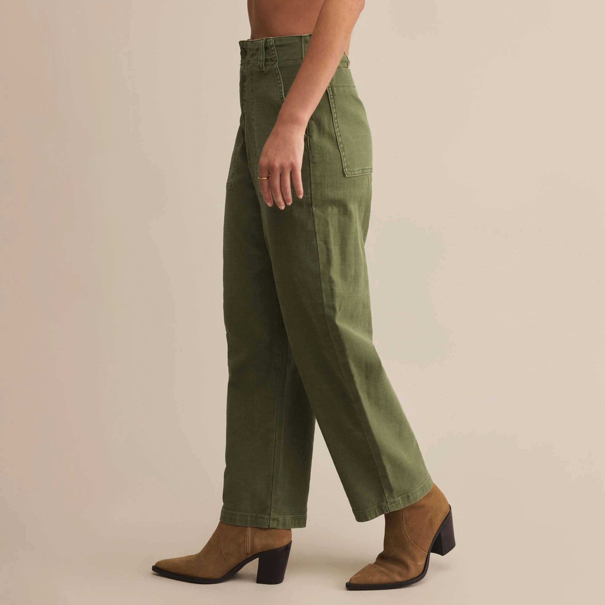 OLIVE TWILL PANTS Perfectly Relaxed
