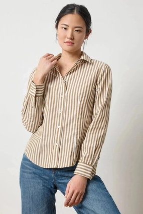 Slim Fit Button Down Dijon/Talc Stripe MultiFunctionalDesign