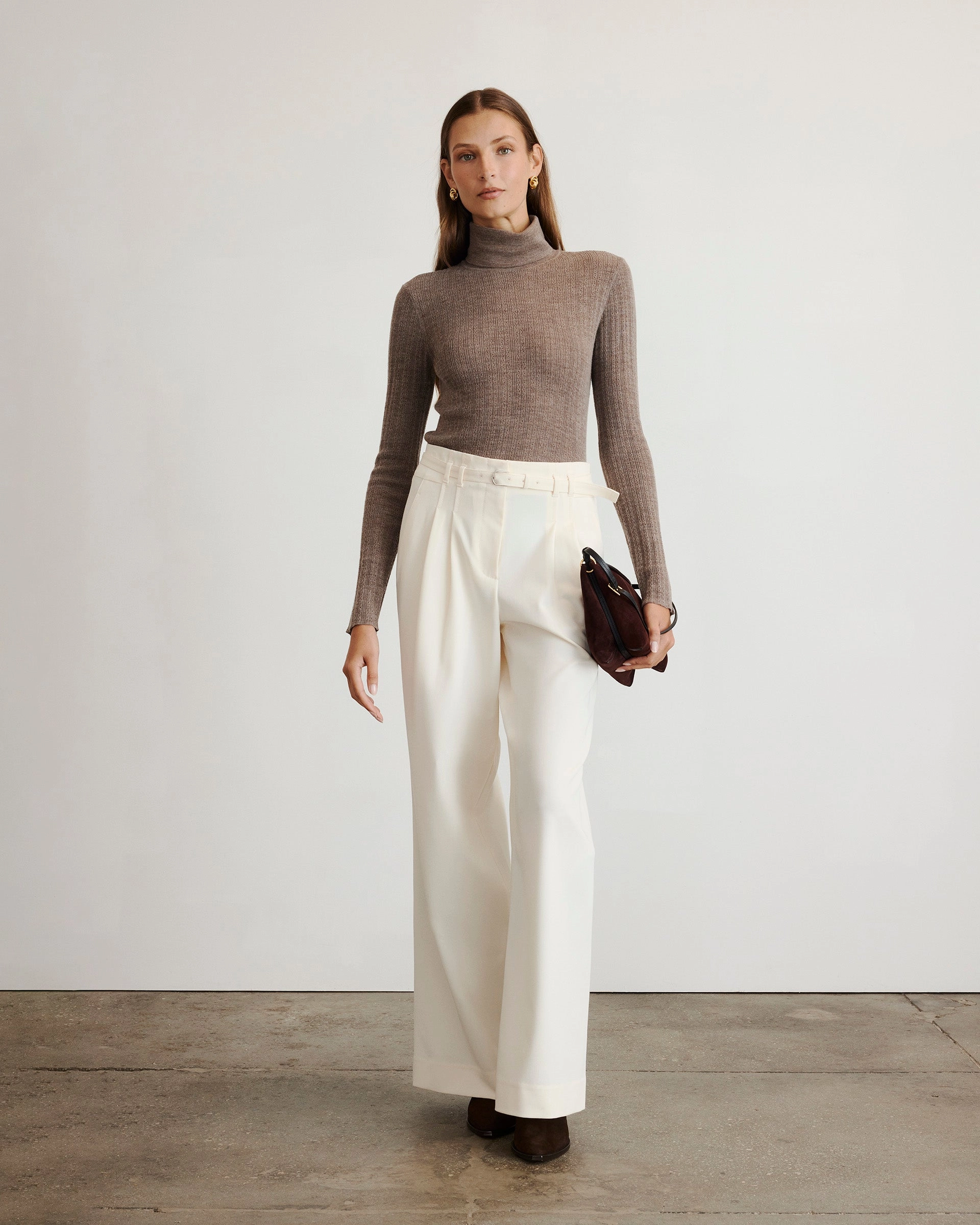 Kayden Turtleneck DoubleLayered Neckline WrinkleFree Weave