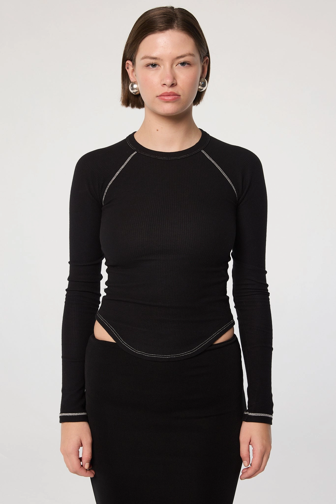 ALBIE TOP Adjustable Hemline Casual Long Sleeve