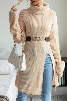 Soft Material TURTLE NECK TUNIC KNIT SWEATER