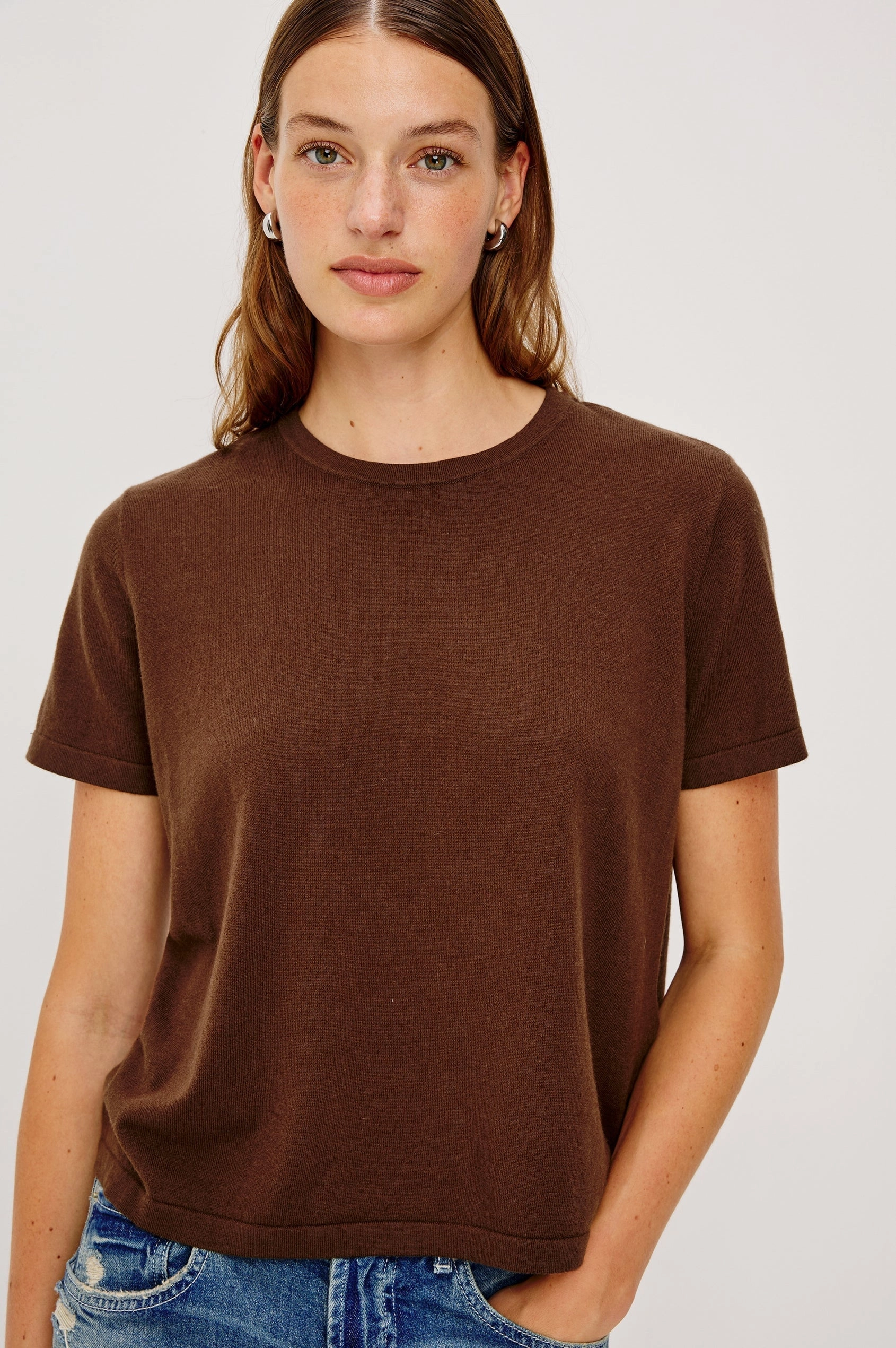 QuickRelease Closure HeatRegulating Cotton Cashmere Tee Espresso