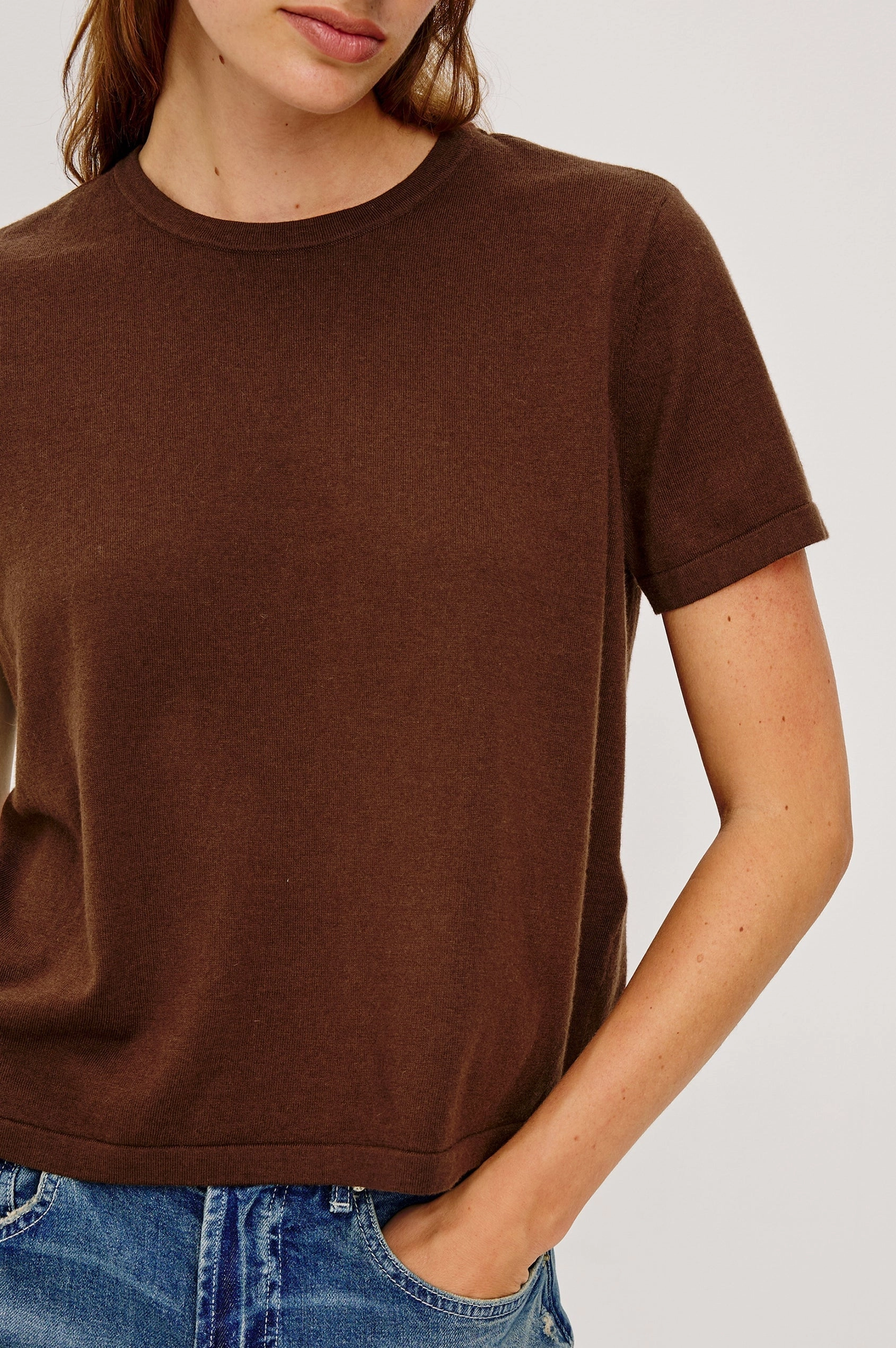 MoistureWickingMaterial Cotton Cashmere Tee Espresso