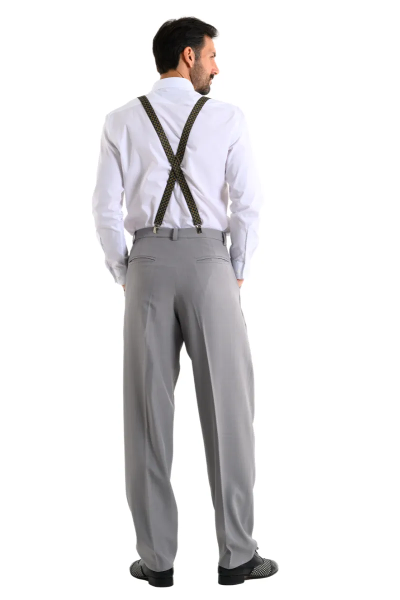 Floral checkered print Men's Adjustable Suspenders