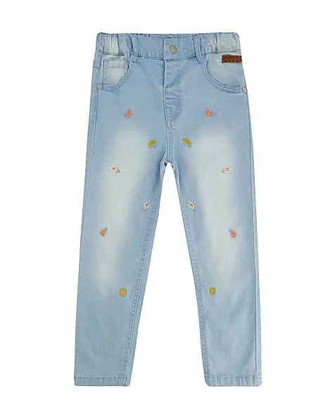 Floral Embroidered Denim Jeans