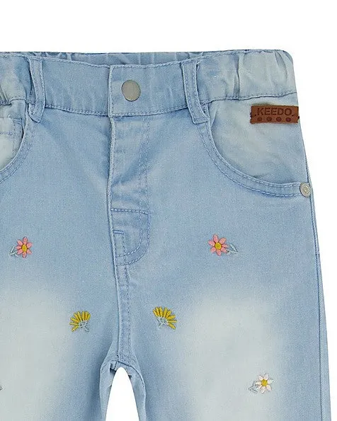 Floral Embroidered Denim Jeans