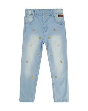 Floral Embroidered Denim Jeans