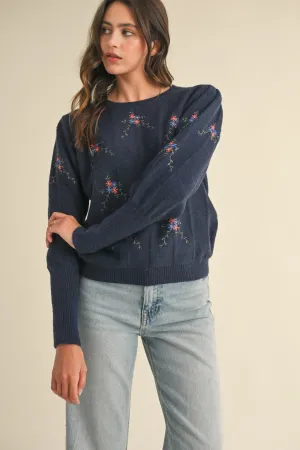 FLORAL EMBROIDERY SWEATER