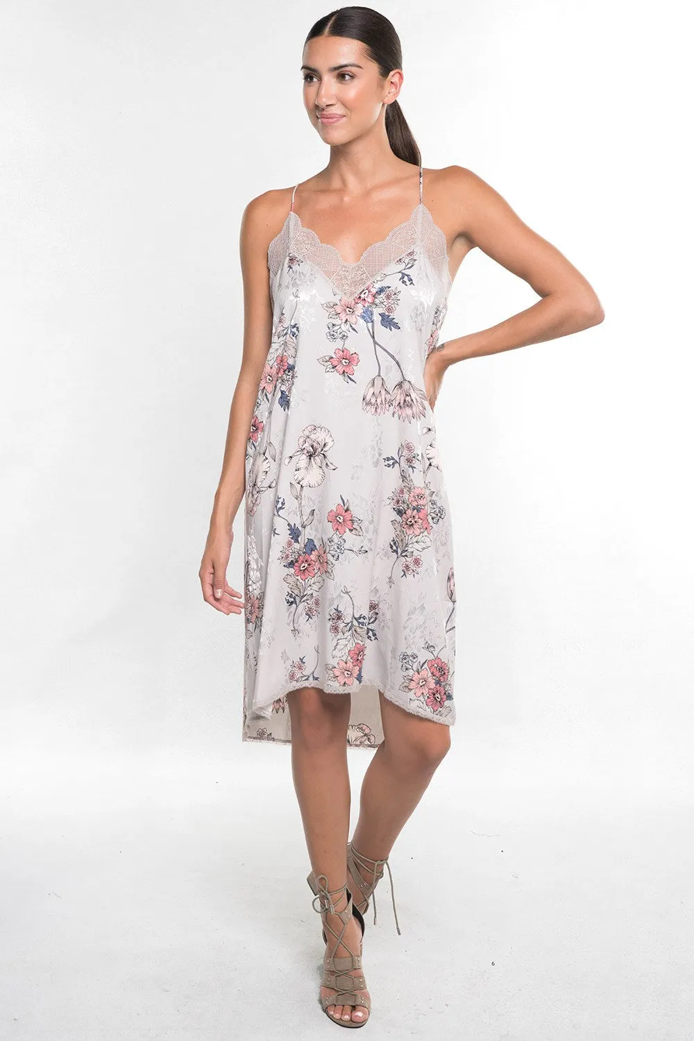 Floral Print Sleeveless Slip Midi Dress