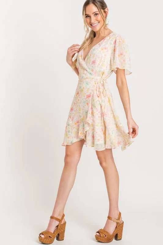 Floral Wrap Mini Dress