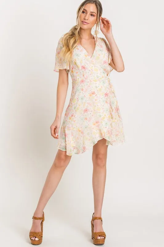Floral Wrap Mini Dress