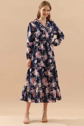 Vibrant fit Casual Days FLORAL PATTERN LONG SLEEVE CASUAL DRESS