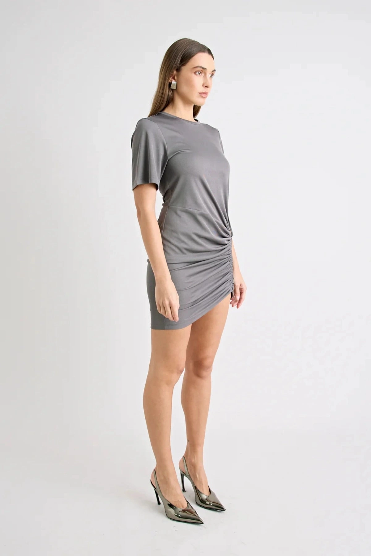 Solene Mini Dress Charcoal Classic knee-length dress