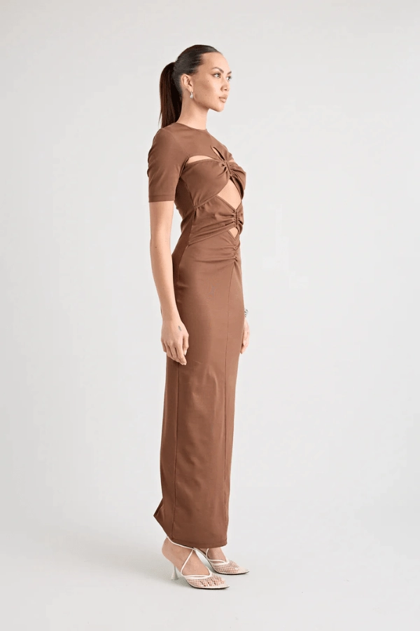 Hip-Flattering Stream Cut Florence Dress Chocolate