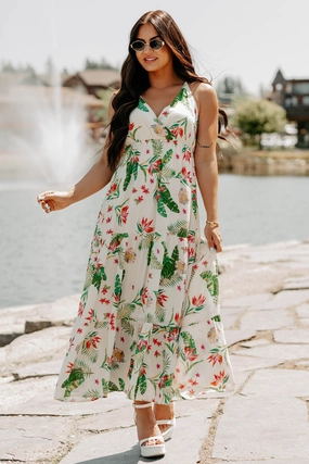 Flourish Club Sleeveless Floral Maxi Dress (Ivory/Multi) Effortless Pair