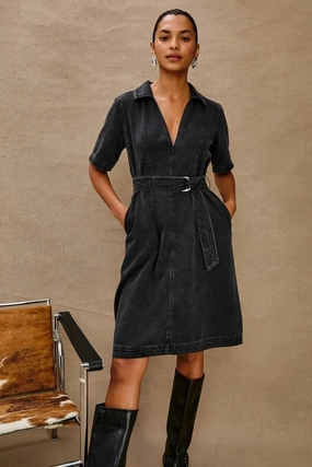 Pure Tone Mavis Dress Washed Black