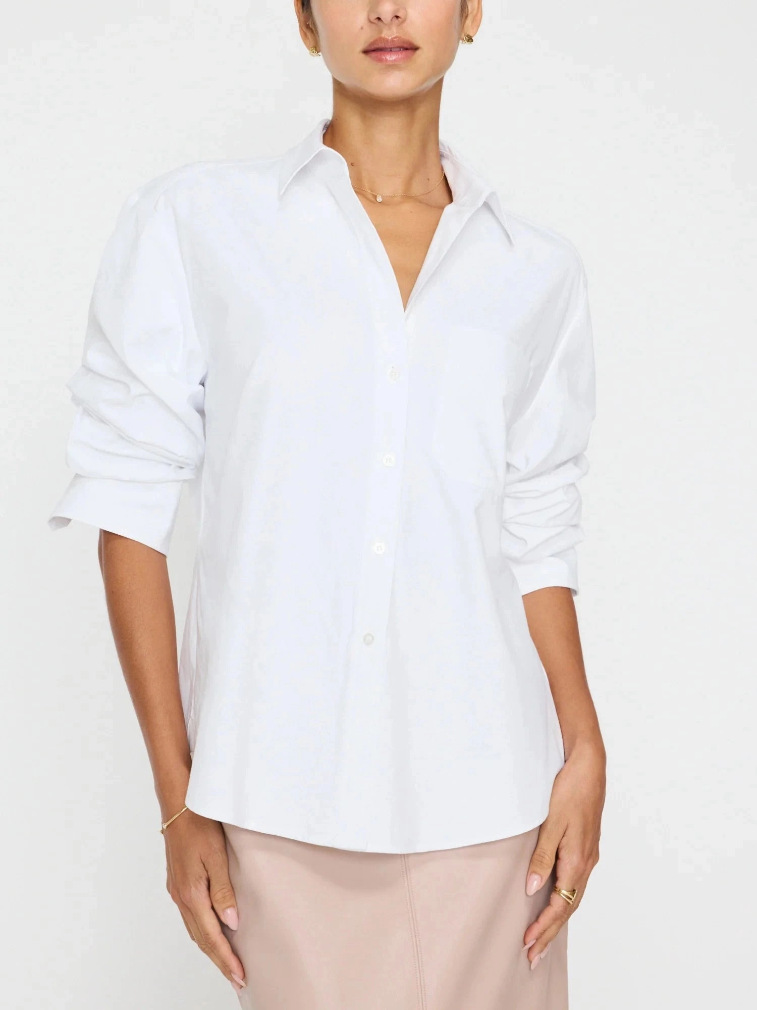 Pia Shirt Salt White Flatlock stitching Flexible Material