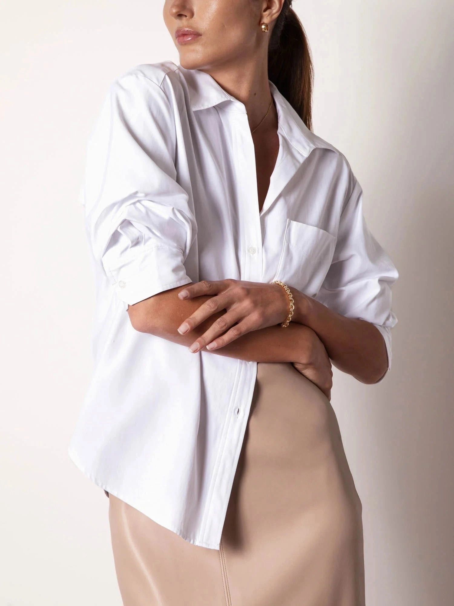 Resilient Fabric Blend Pia Shirt Salt White
