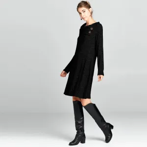 Foldover Collar Hacci Dress