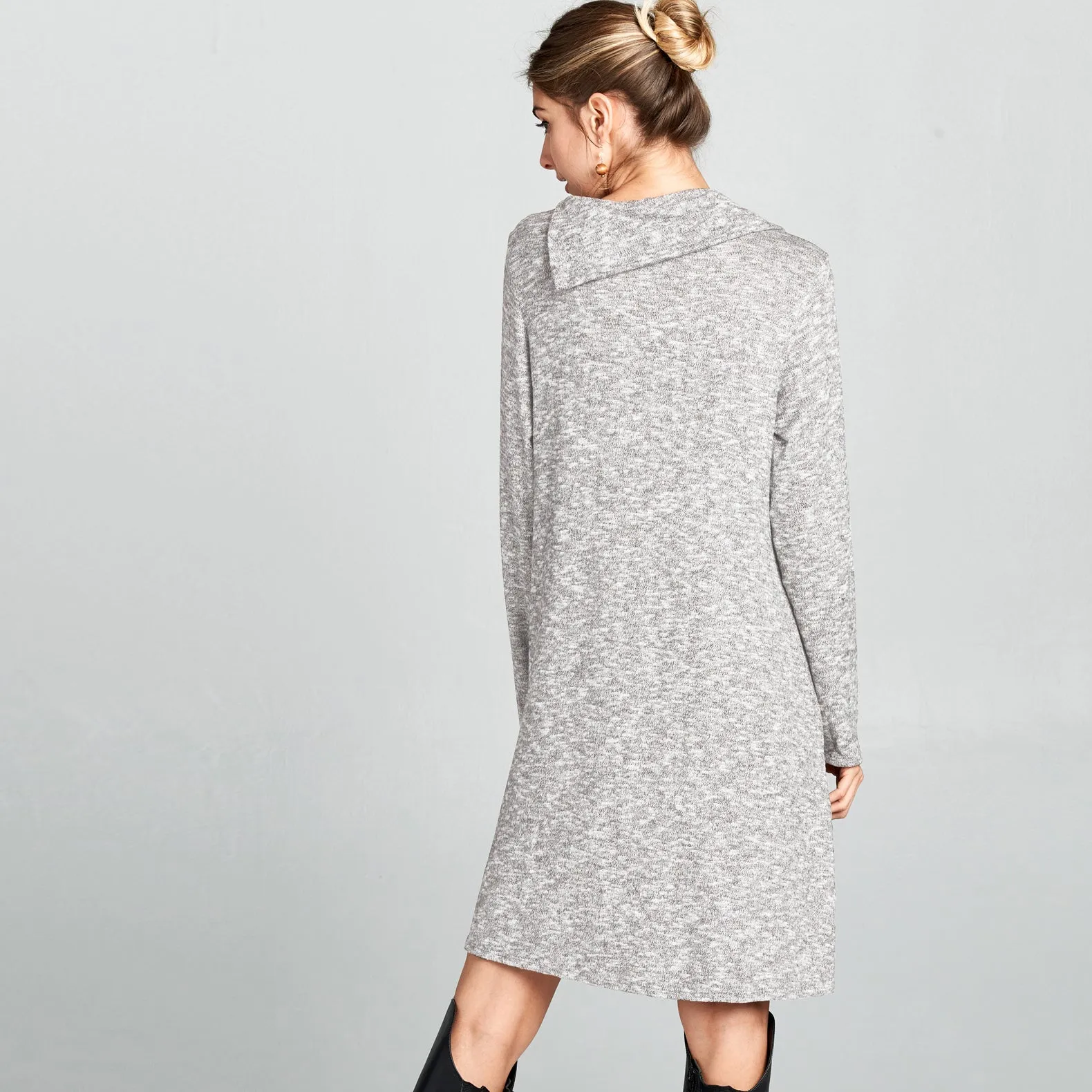 Foldover Collar Hacci Dress