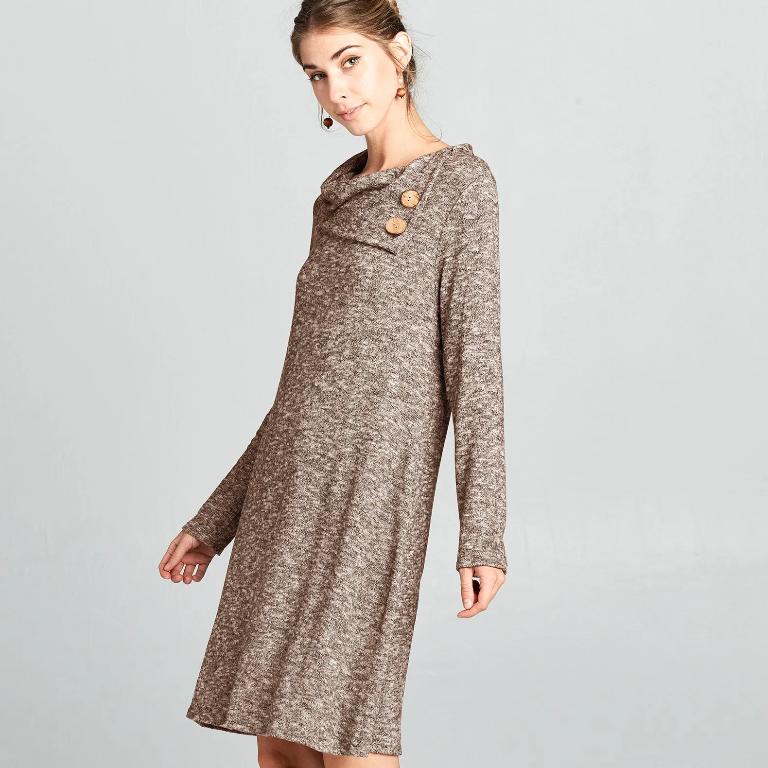 Foldover Collar Hacci Dress