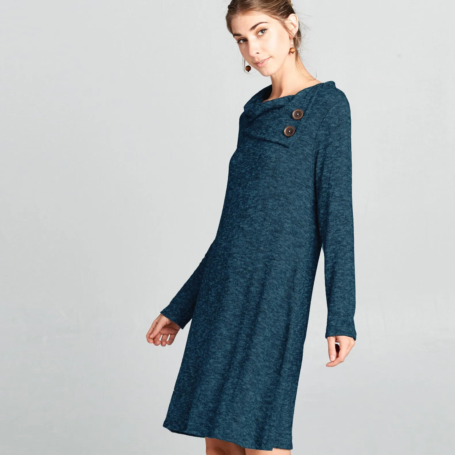 Foldover Collar Hacci Dress
