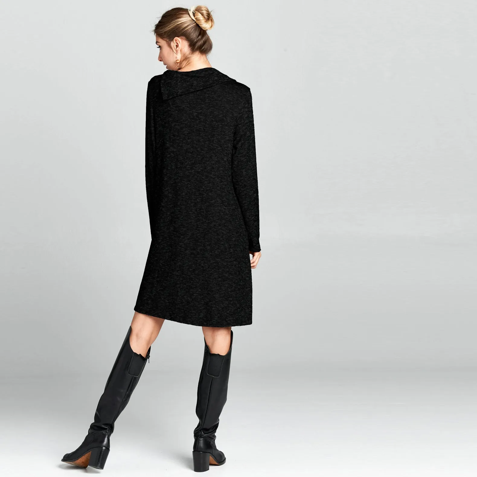 Foldover Collar Hacci Dress
