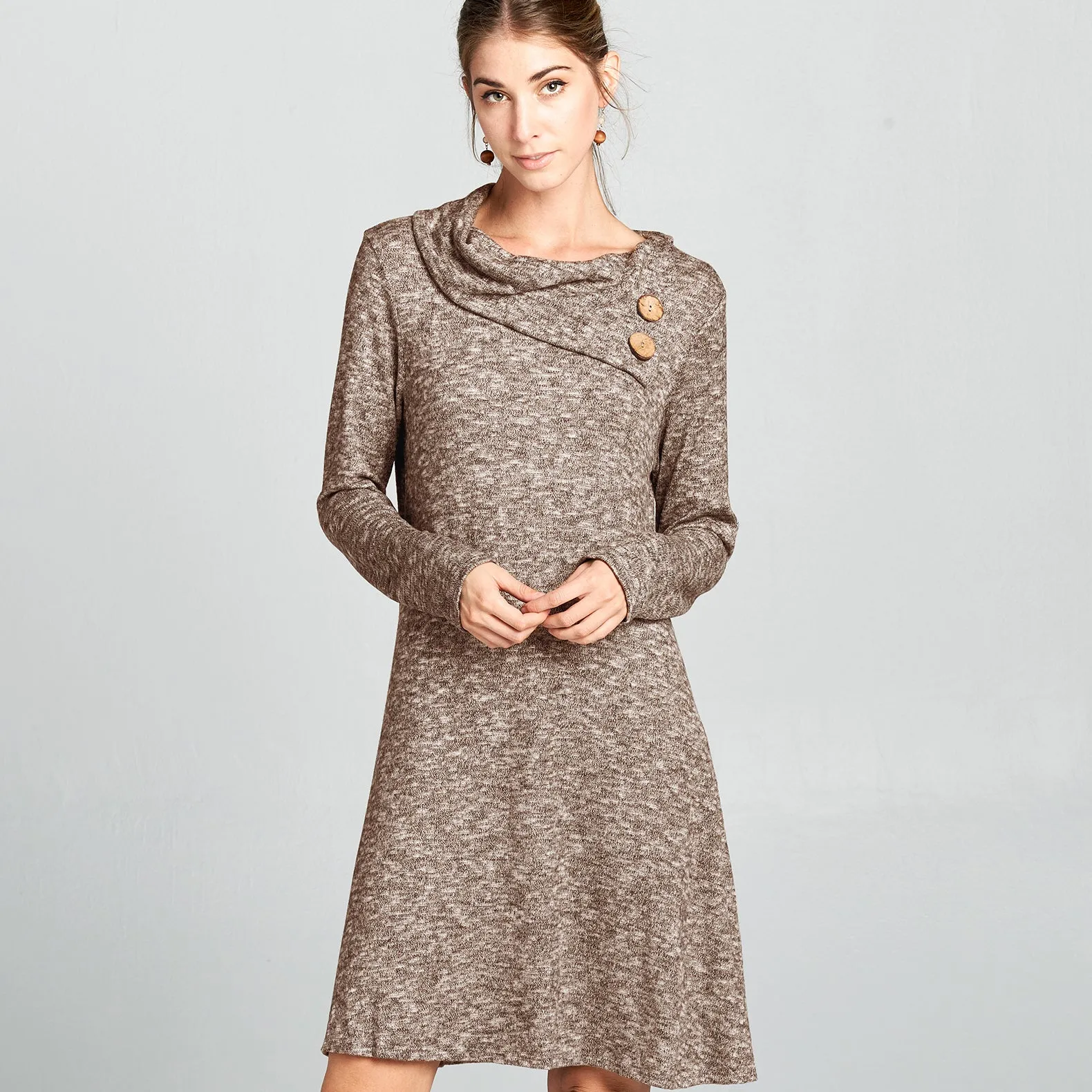 Foldover Collar Hacci Dress