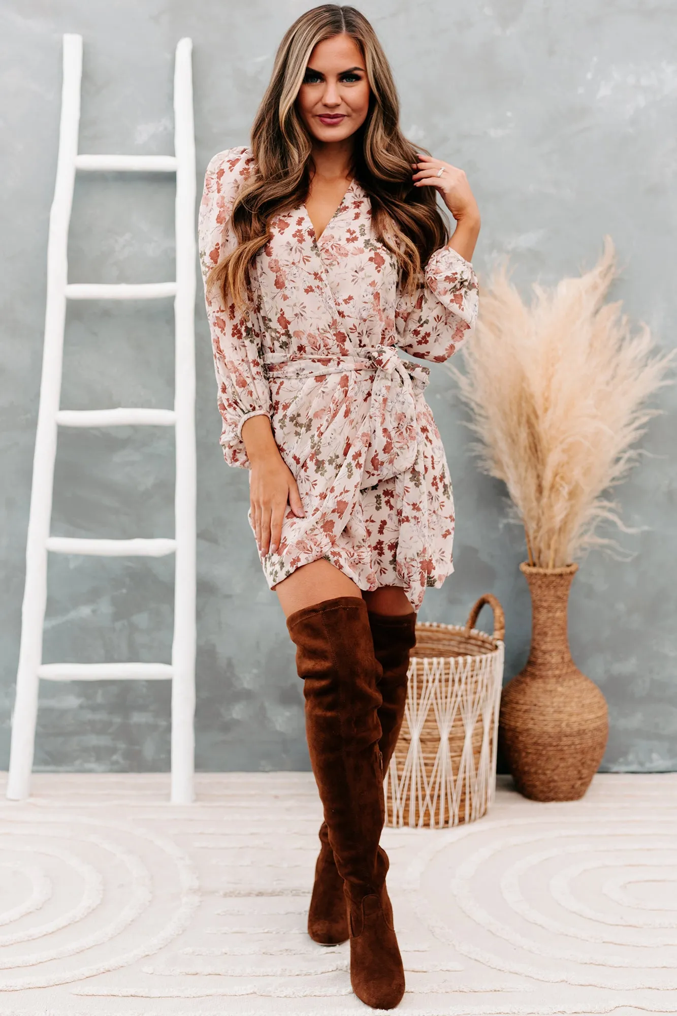 Forever In Bloom Floral Wrap Dress (Natural/Multi)
