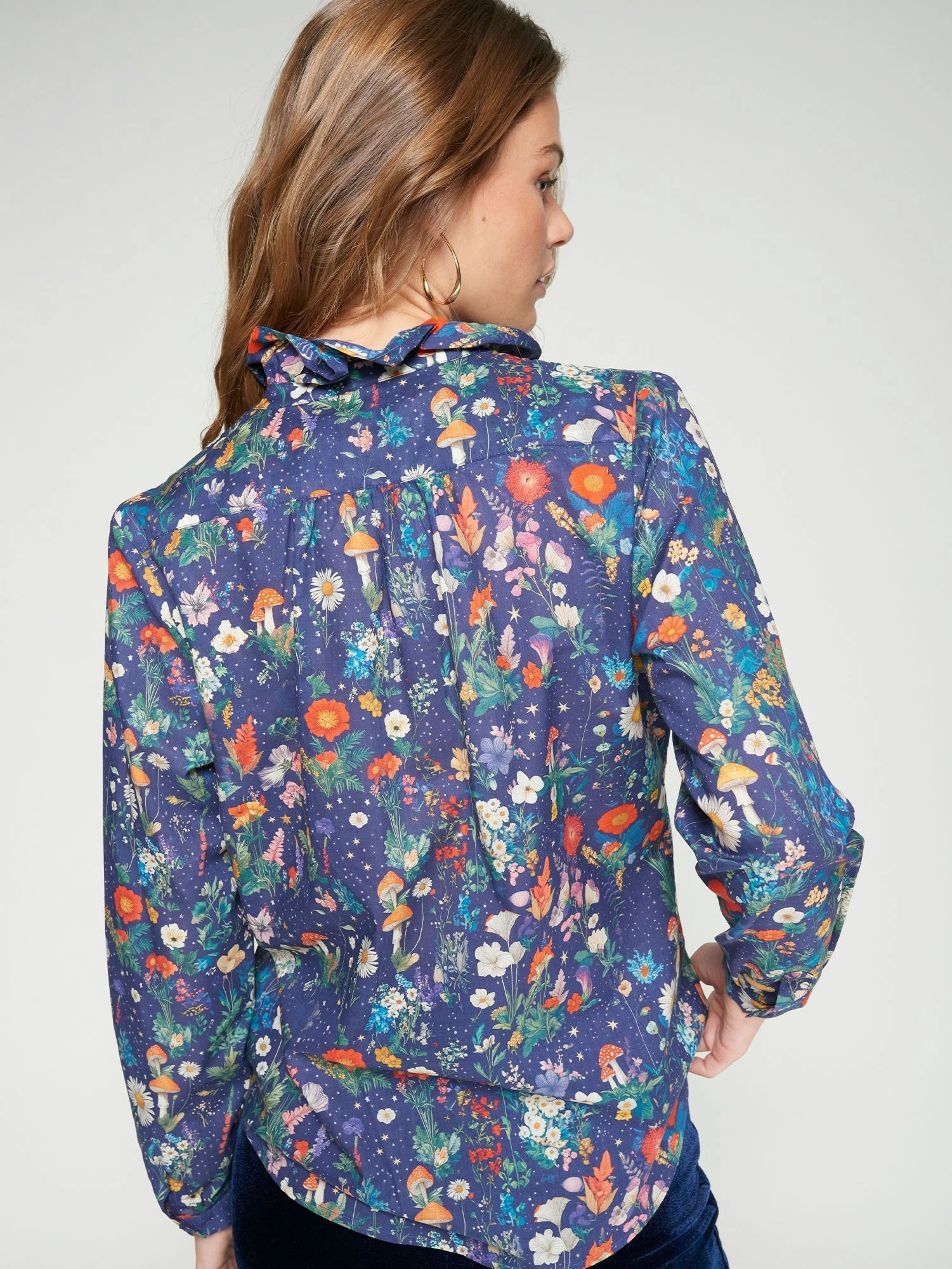 BrushedInnerLining RUFFLE MUSHROOM BUTTON DOWN