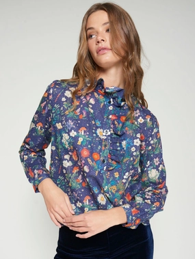 RUFFLE MUSHROOM BUTTON DOWN Unstructured Fit