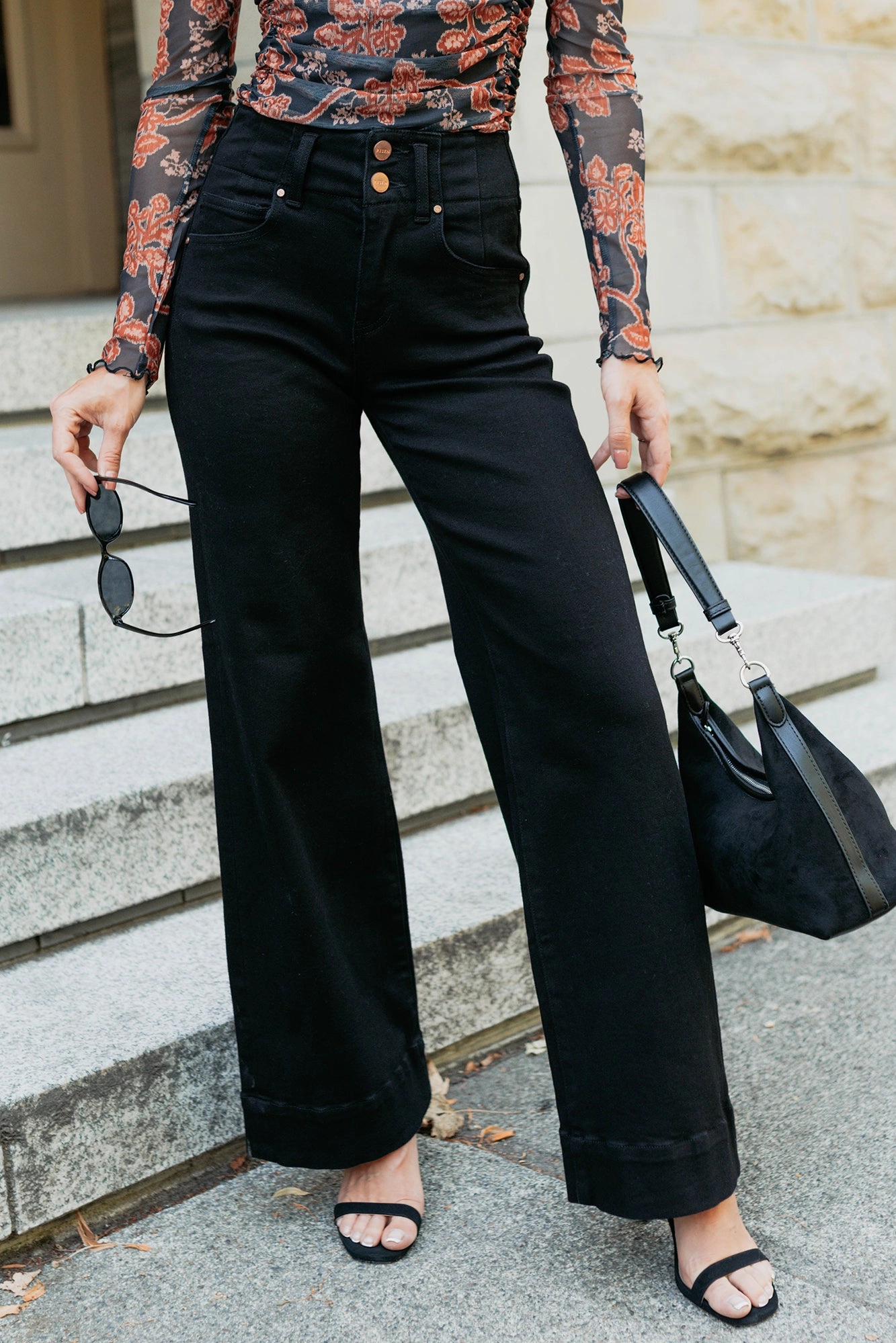 PermeableCloth Frederick High Rise Wide Leg Risen Jeans (Black)