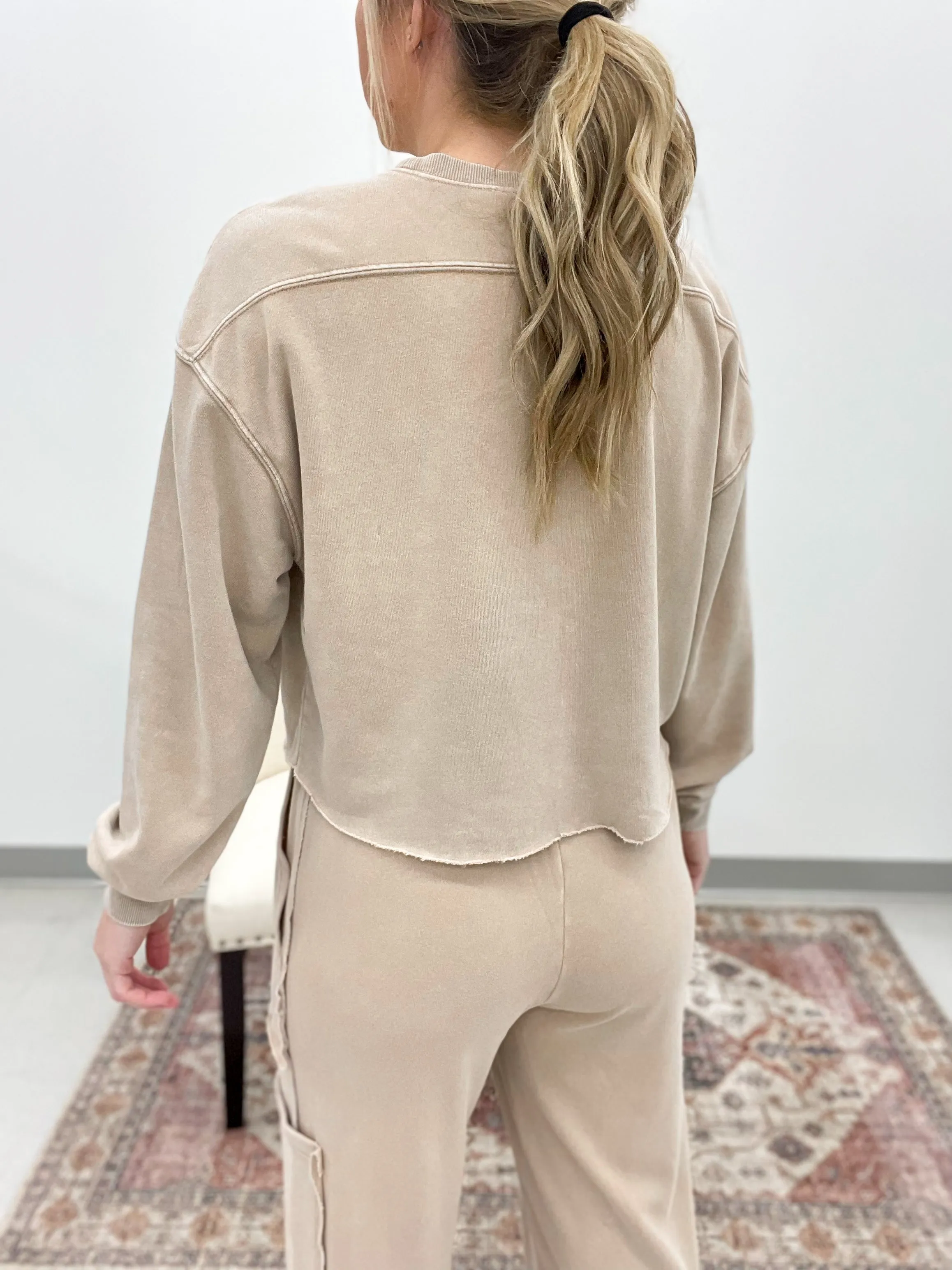 Free To Be Utility Sweatshirt And Sweatpants Set Taupe