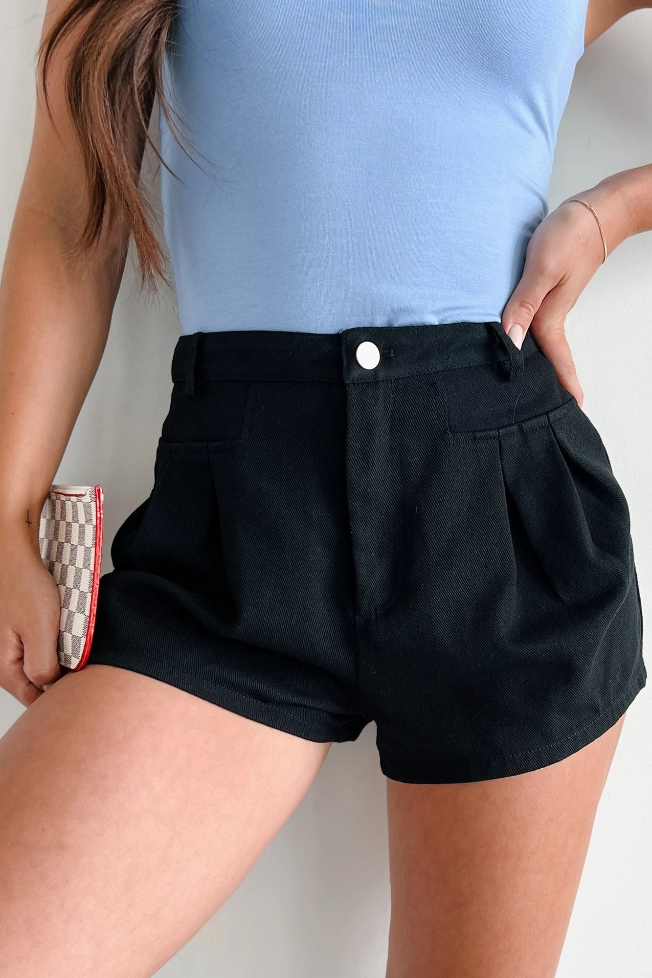 All Purpose Fit No One To Blame Pleated Denim Shorts (Black)